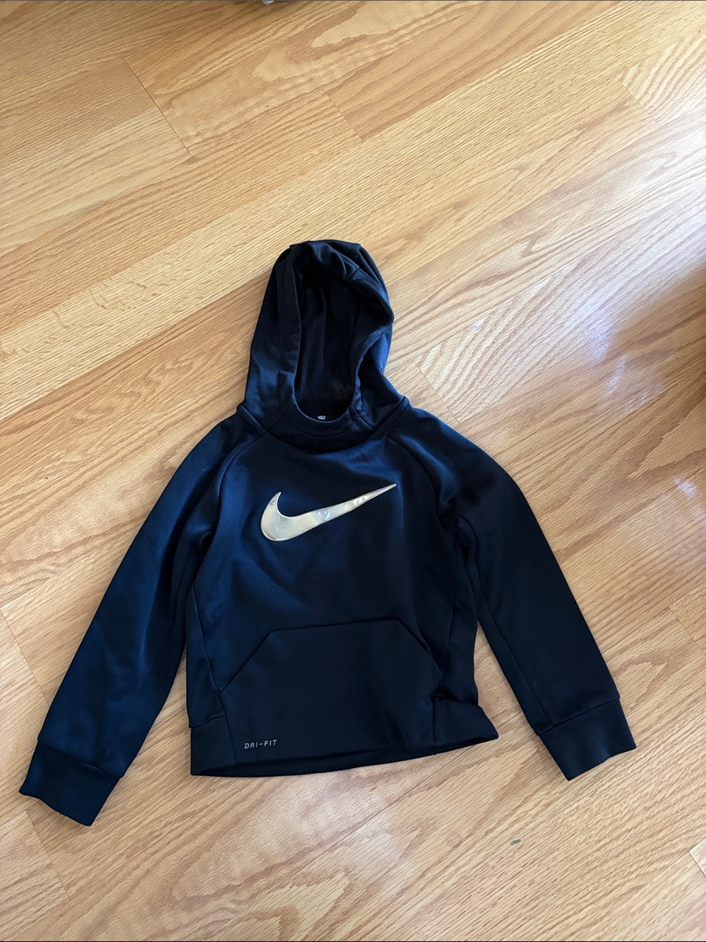 Nike Black Hoodie with Metallic Silver Swoosh - Kids